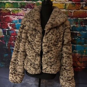 Sofia by Sofia Vergara Animal Print Teddy Jacket